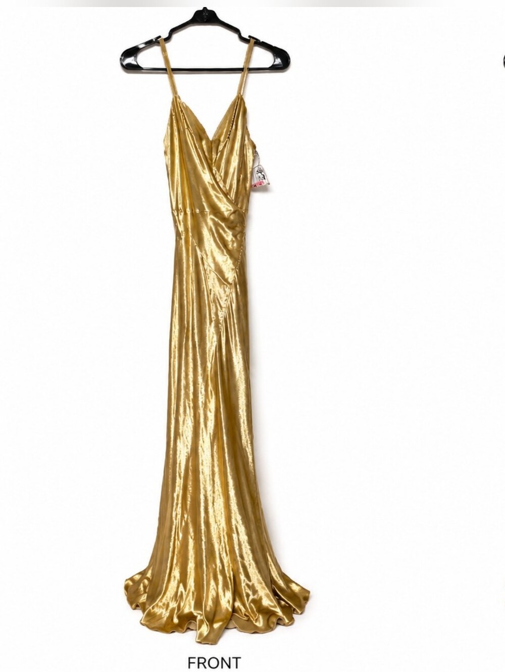 ✨️Katz Couture Gold Liquid Satin Gown Formal Prom Dress Hollywood Glam  NWT